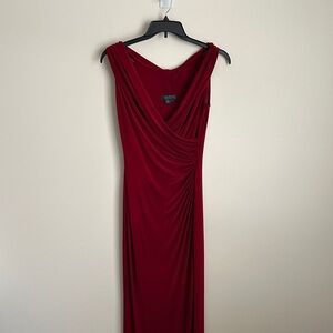 Ralph Lauren Evening Crimson Red Long Sleeveless Dress